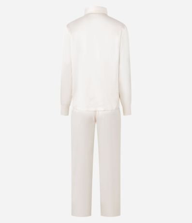 Pijama Americano Largo en Satén con Estampa de Flor 5