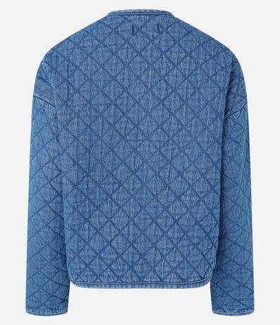 Campera Bomber en Jeans Capitoneada con Bolsillos Embutidos 6