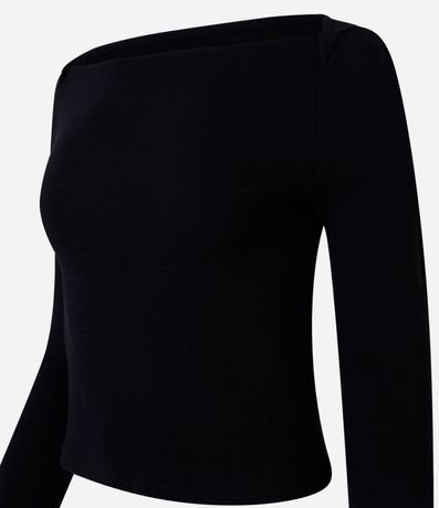 Blusa en Rib con Escote Reto y Manga Larga 2