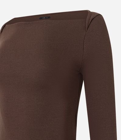 Blusa en Rib con Escote Reto y Manga Larga 2