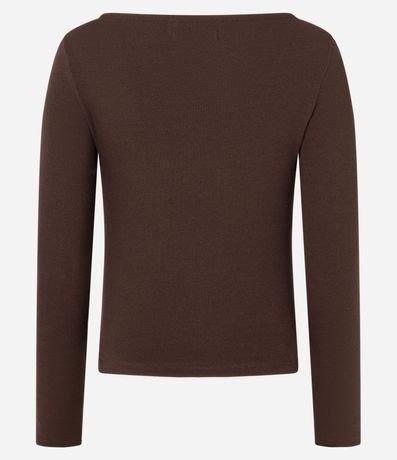 Blusa en Rib con Escote Reto y Manga Larga 3