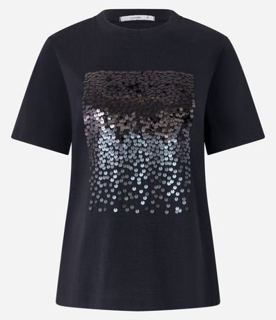 Remera Slim en Algodón con Bloco de Lentejuelas 5