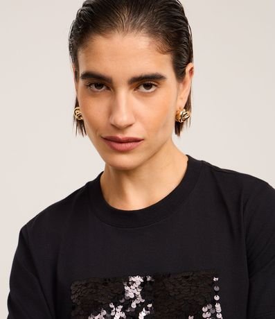 Remera Slim en Algodón con Bloco de Lentejuelas 4