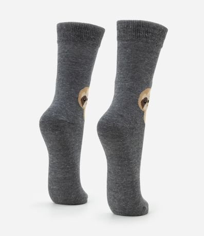 Medias Caña Alta de Algodón con Estampado de Perezosos y Corazones 4