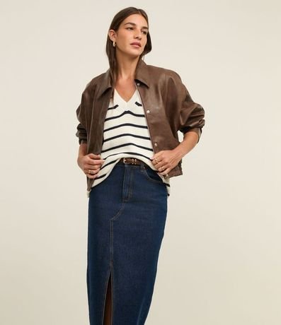 Pollera New Midi Jeans con Abertura Delantero 2