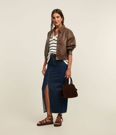 Pollera New Midi Jeans con Abertura Delantero 4