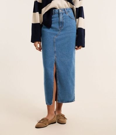 Pollera New Midi Jeans con Abertura Delantero 3