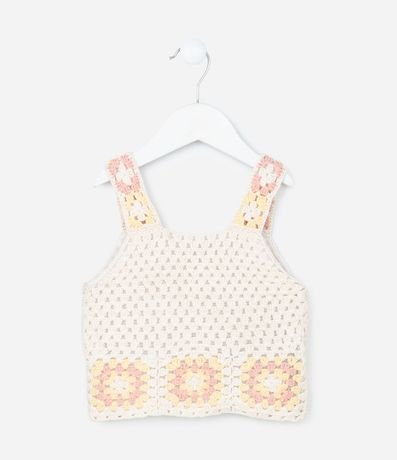 Blusa Infantil con Efecto Ganchillo y Flores - Talle 1 A 5 años 2