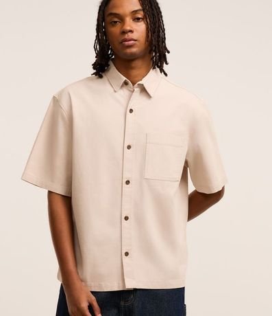 Camisa Boxy en Algodón con Bolsillo Texturizada
