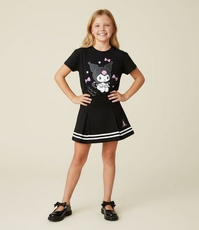 Remera Infantil con Estampa Frente y Espalda Kuromi - Talle 5 a 14 años