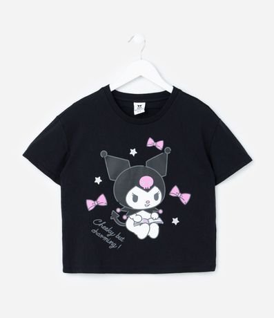Remera Infantil con Estampa Frente y Espalda Kuromi - Talle 5 a 14 años
