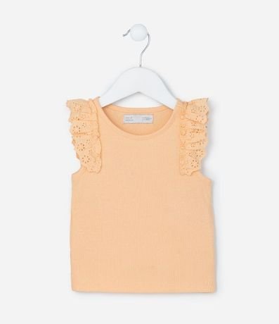 Musculosa Infantil en Rib con Volado en Broderie - Talle 1 a 5 años 1