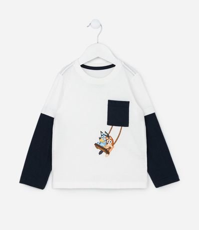 Remera Infantil con Pequeño Bolsillo y Estampa Bluey - Talle 2 a 6 años