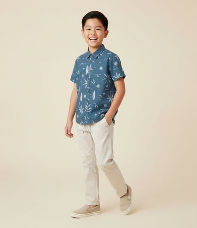 Camisa Infantil en Franela con Estampa Tropical - Talle 5 a 14 años