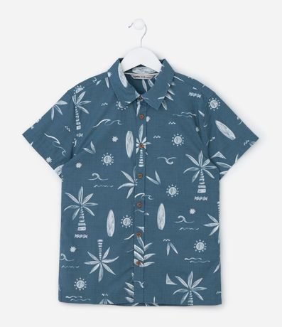 Camisa Infantil en Franela con Estampa Tropical - Talle 5 a 14 años