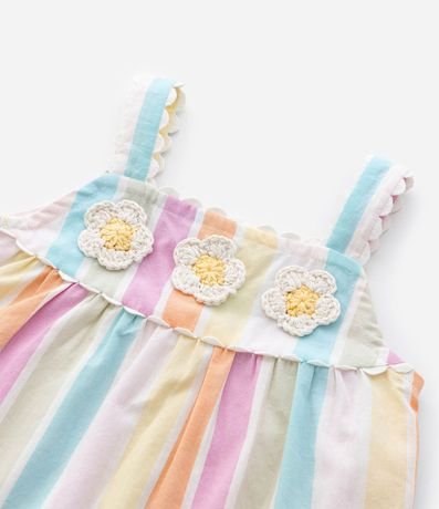 Conjunto Infantil de Rayas con Aplicaciones de Ganchillo en la Blusa  - Talle 1 a 5 años 10