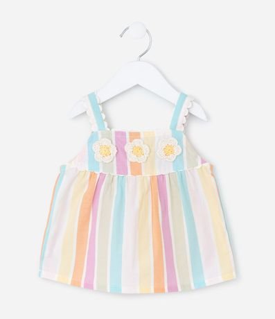 Conjunto Infantil de Rayas con Aplicaciones de Ganchillo en la Blusa  - Talle 1 a 5 años 3