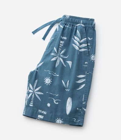 Bermuda Infantil en Sarga con Estampa Tropical - Talle 5 a 14 años 5