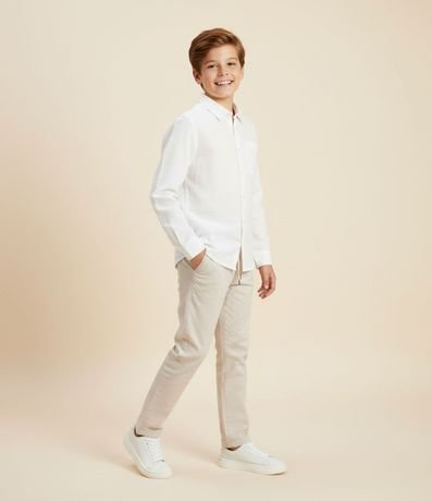 Camisa Infantil en Algodón con Lino Texturizada - Talle 5 a 14 años
