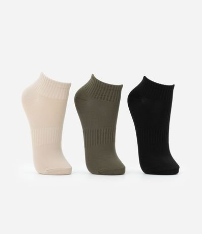 Kit 03 Medias Caña Corta Deportivas en Poliamida Acanalada 2