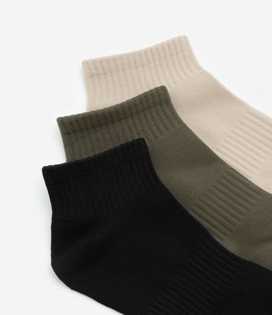 Kit 03 Medias Caña Corta Deportivas en Poliamida Acanalada 4