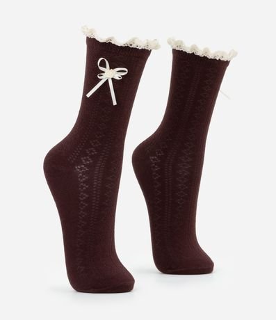 Media Caña Larga en Algodón Texturizado con Volados y Moña Aplicada 2