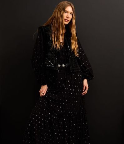 Vestido Evase Midi en Viscosa con con Detalles Contrastantes 8