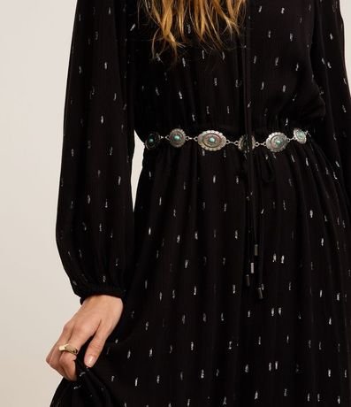 Vestido Evase Midi en Viscosa con con Detalles Contrastantes 5