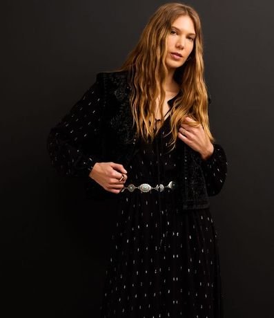 Vestido Evase Midi en Viscosa con con Detalles Contrastantes 7