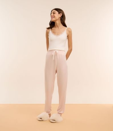 Pantalón de Pijama en Peach Touch con Puño Ajustado