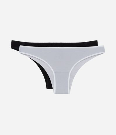 Kit 02 Bombachas Bikini en Algodón con Bies Contrastante