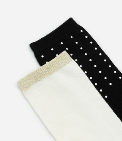 Kit 02 Medias Caña Larga en Algodón con Strass e Hilo Metalizado 4