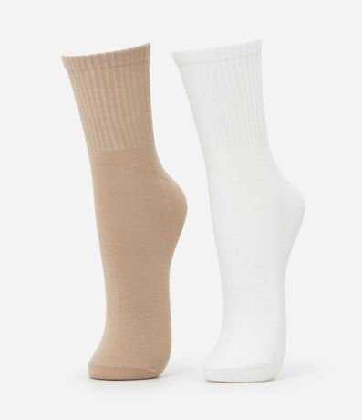 Kit 02 Medias Cano Mediano en Algodón con Mini Bordado Capivara 4