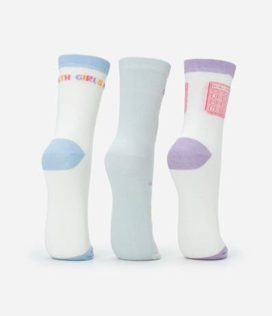 Kit 03 Medias Cano Mediano en Algodón con Estampa Girl Math 4