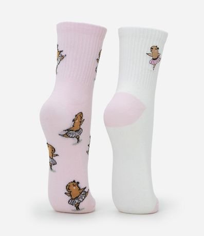 Kit 02 Medias Cano Mediano en Algodón con Bordado y Jacquard de Carpincho Bailarin 2