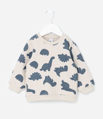 Saco Infantil con Textura Capitoneada y Estampa Dinos - Talle 0 a 18 meses