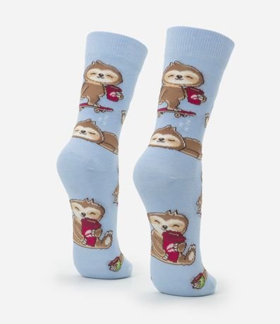 Media Caña Larga en Algodón con Estampa de Perezoso y Café 3