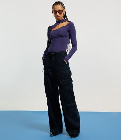 Pantalón Wide Leg en Jeans con Bolsillos Carpintero y Cargo 6