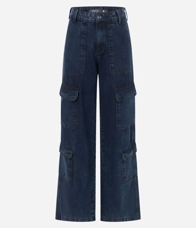 Pantalón Wide Leg en Jeans con Bolsillos Carpintero y Cargo 7
