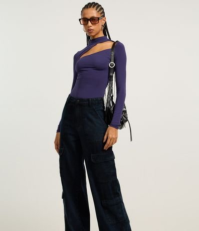 Pantalón Wide Leg en Jeans con Bolsillos Carpintero y Cargo 2