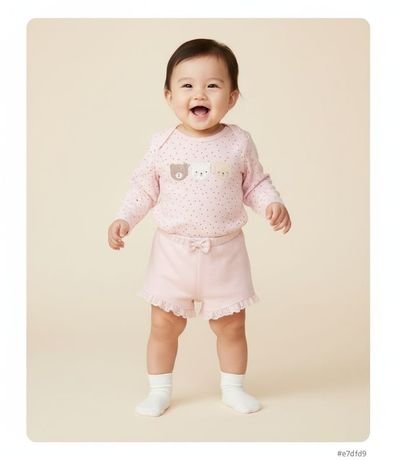 Short Infantil con Volados y Lazo - Talle 0 a 18 meses