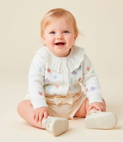 Bermuda Infantil con Lazo en la Cintura Texturizado - Talle 0 a 18 Meses