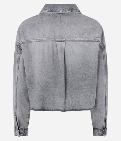 Camisa Cropped en Jeans con Bajo a Hilo y Bolsillo Deslocado 2