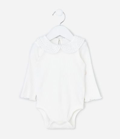 Body Infantil Canelado con Cuello Muñeca en Broderie - Talle 0 a 18 meses 2