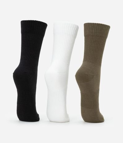 Kit 03 Medias Deportivas Caña Larga en Algodón Canelado 3