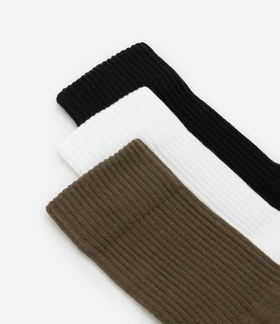 Kit 03 Medias Deportivas Caña Larga en Algodón Canelado 4