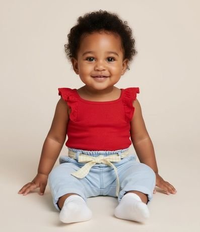 Musculosa Infantil en Rib con Volado en el Cuello - Talle 3 a 18 meses 1