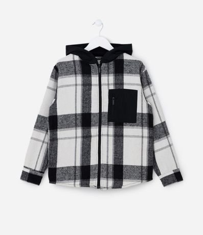Camisa Infantil en Franela con Estampa de Cuadros - Talle 5 a 14 años