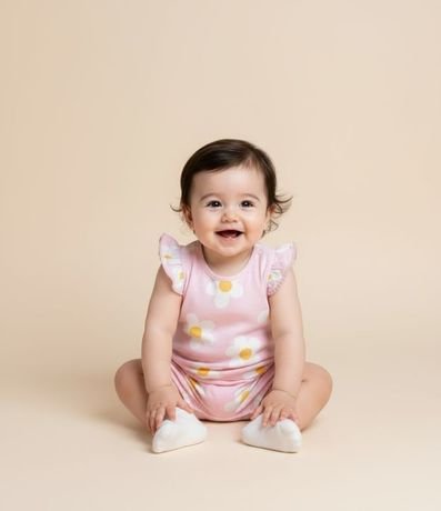 Enterito en Suedine con Estampa Floral - Talle 0 a 18 Meses