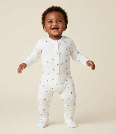 Mono Infantil en Suedine con Estampa de Cereza - Talle RN a 18 Meses